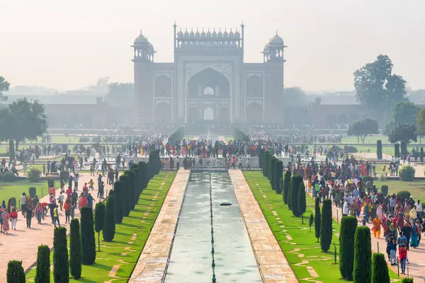 Agra India November 2018 Awesome Aerial View Colorful Crowds Visitors Stockfoto