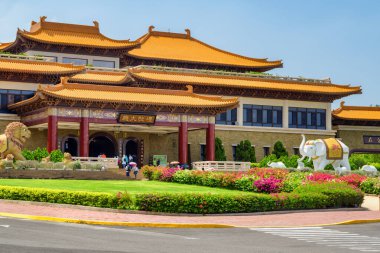 Kaohsiung, Taiwan - April 29, 2019: Scenic colorful view of the Fo Guang Shan Buddha Museum. Taiwan is a popular tourist destination of Asia. clipart