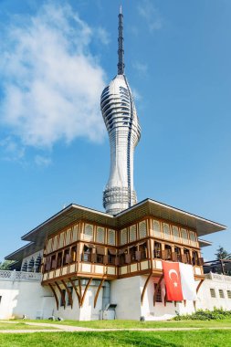 Istanbul, Turkey - November 1, 2021: View of the Camlica Tower. The structure was inspired by the Tulip flower, Ottoman symbol. The tower is a new attraction for tourists and residents. clipart