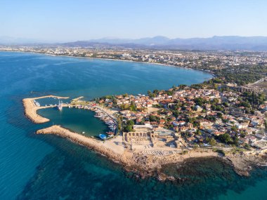 Side 's Peninsula, Türkiye' nin havadan görünüşü. Tarafı Türkiye 'de popüler bir turizm beldesi.