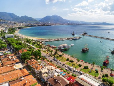 Türkiye 'deki Alanya Marina' nın muhteşem manzarası. Alanya Türkiye 'de popüler bir turizm beldesi.