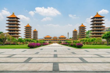 Kaohsiung, Tayvan 'daki Fo Guang Shan Buddha Müzesi' nin muhteşem manzarası. Tayvan Asya 'nın popüler bir turistik beldesidir..