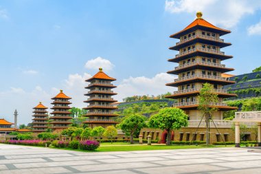 Kaohsiung, Tayvan 'daki Fo Guang Shan Buddha Müzesi' nin muhteşem manzarası. Tayvan Asya 'nın popüler bir turistik beldesidir..