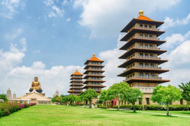 Kaohsiung, Tayvan 'daki Fo Guang Shan Buddha Müzesi' nin muhteşem manzarası. Tayvan Asya 'nın popüler bir turistik beldesidir..