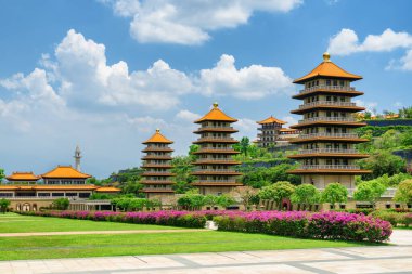 Kaohsiung, Tayvan 'daki Fo Guang Shan Buddha Müzesi' nin muhteşem manzarası. Tayvan Asya 'nın popüler bir turistik beldesidir..