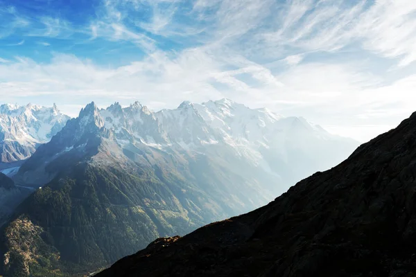 Cordilleras Día Soleado Los Alpes Franceses Montañas Concepto Viaje —  Fotos de Stock