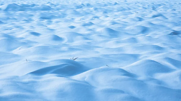 冬の雪のフィールド背景 白と青の自然 クリスマスの背景 — ストック写真
