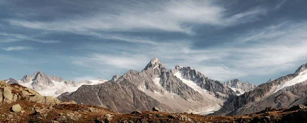 Increíble Vista Del Pico Montaña Los Alpes Franceses Cordillera Monte —  Fotos de Stock