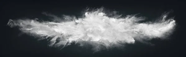 Abstraktes Breites Horizontales Design Weißer Pulverschneewolken Auf Dunklem Hintergrund — Stockfoto