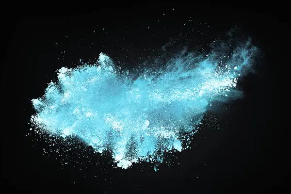 Abstract Design Blue Powder Snow Cloud Explosion Dark Background — Stock Photo, Image