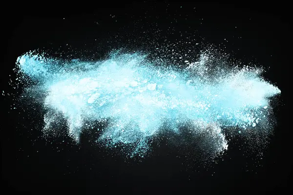 Abstrakcyjna Konstrukcja Niebieskiego Proszku Śniegu Chmura Eksplozji Ciemnym Tle Zdjęcie Stockowe