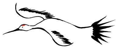 Vinç kuşu. fırça darbesi illüstrasyonu.