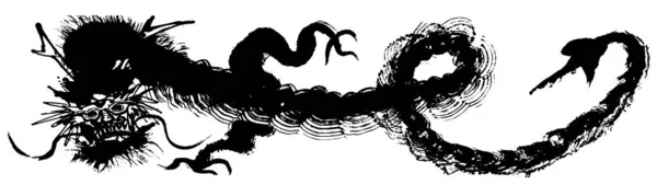 Dragon Illustration Coup Pinceau — Image vectorielle