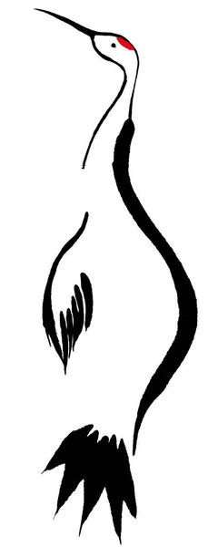 Pájaro Grúa Ilustración Trazo Pincel — Archivo Imágenes Vectoriales