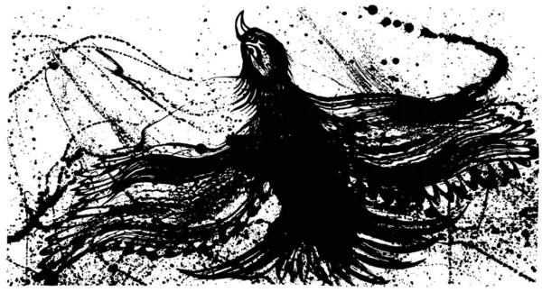 Fugl Blekkkunst Håndtegnet Illustrasjon – stockvektor