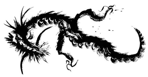 Dragon Brush Stroke Illustration Ink Art — Stock Vector