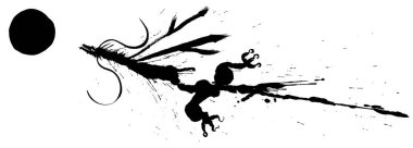 Ejderha. Fırça darbesi çizimi. mürekkep sanatı.