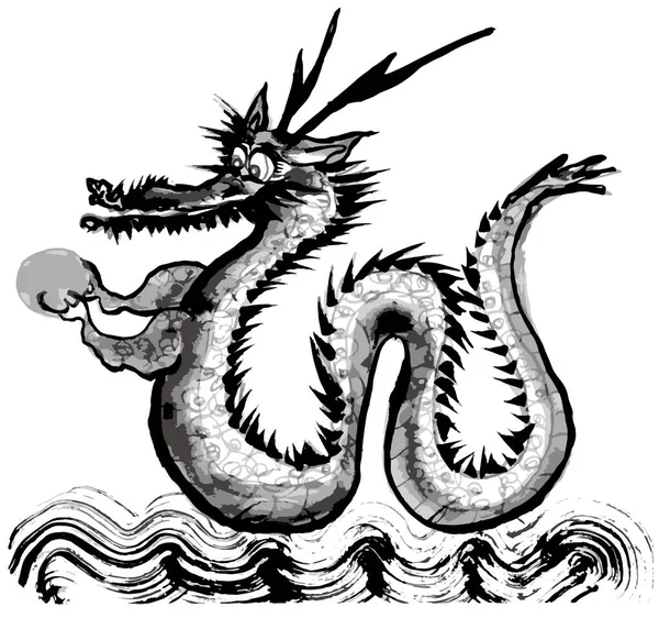 Дракон Ілюстрація Мазків Пензлем Ручна Намальована Ілюстрація Ліцензійні Стокові Вектори