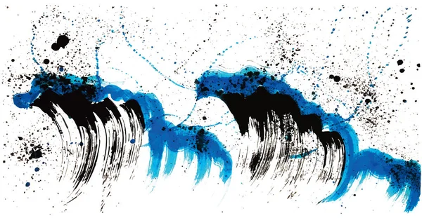 Velká Vlna Mořská Sprcha Ilustrace Tahu Štětce Vektorová Grafika