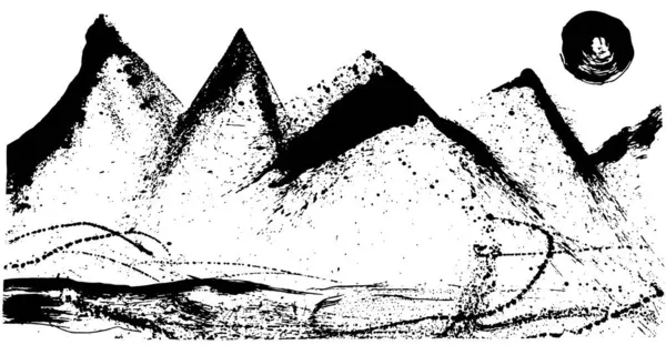 Гора Ілюстрація Мазків Пензлем Ручна Намальована Ілюстрація Ліцензійні Стокові Вектори