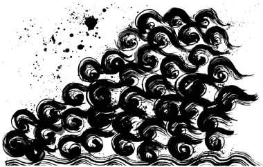 Deniz spreyi. Fırça darbesi dalgası. el çizimi şekli.