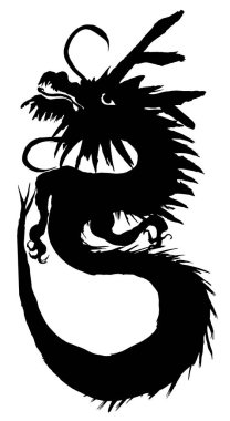 Ejderha. Fırça darbesi çizimi. el çizimi resimleme.