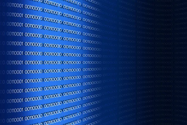 青の背景にはデジタルコード1と0があり デザインのデジタル情報を表示します — ストック写真