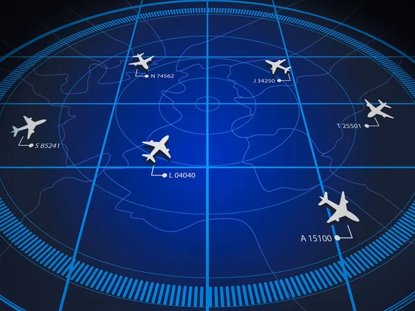 Simulation Screen Showing Various Flights Transportation Passengers — Stock Photo, Image