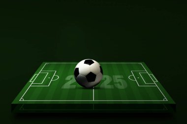 Futbol sahasında futbol topu. Rekabet konsepti. 2025 sezonu.