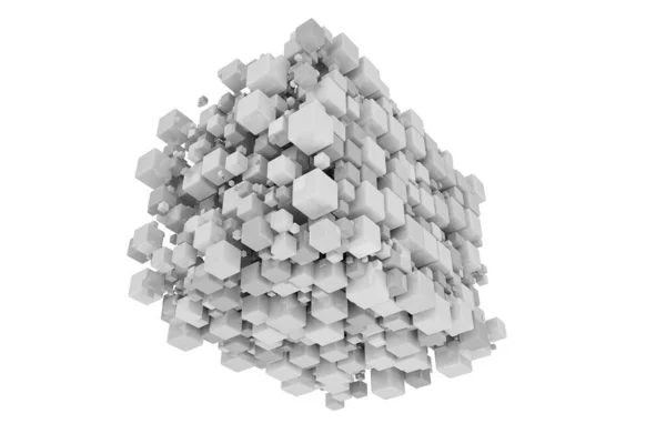 Cluster Von Würfeln Verschiedenen Größen Isoliert Auf Weißem Hintergrund — Stockfoto