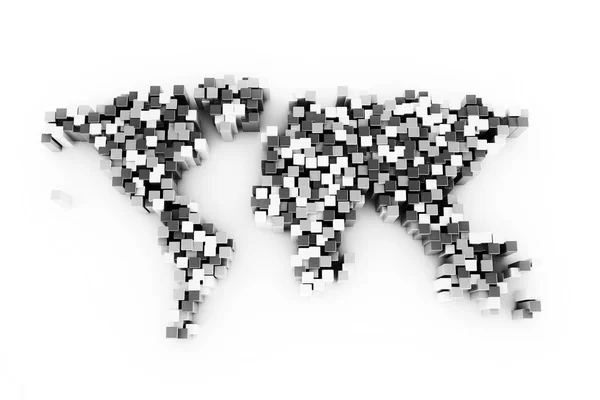World Map Digital Made Cubes Stock Photo