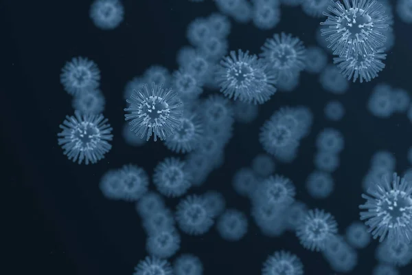 Close Afbeelding Van Blauwe Viruscellen Onder Een Microscoop Stockfoto