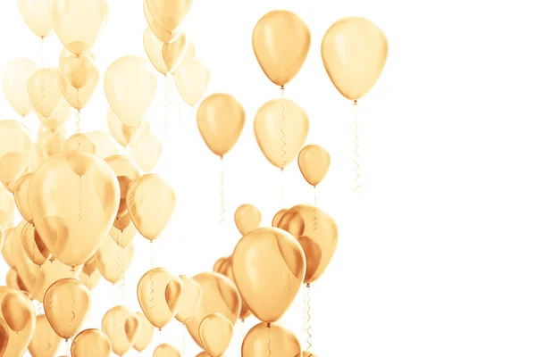 Partyluftballons Golden Isoliert Auf Weiß Stockbild