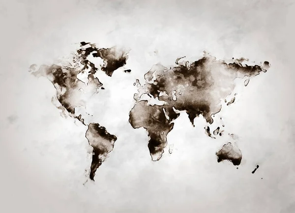 Карта Світу Чорнила Ретро Карта Світу Ліцензійні Стокові Зображення