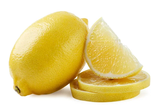 Лимон Нарезанные Круги Крупным Планом Белом Фоне Isolated — стоковое фото