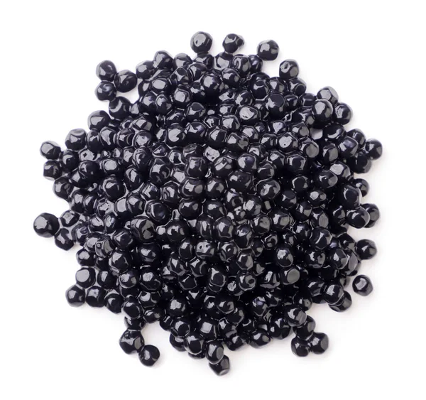 Caviar Negro Cerca Sobre Fondo Blanco Vista Superior —  Fotos de Stock