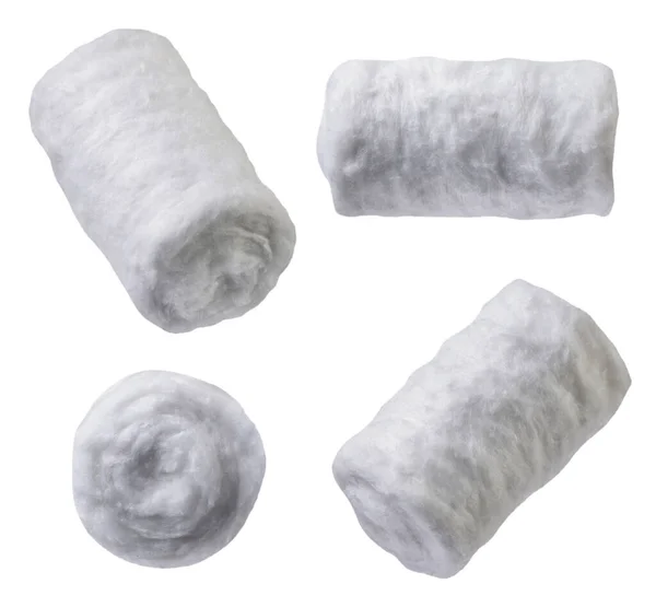 Set Roll Cotton Wool Close White Background Isolated — Stock Photo, Image