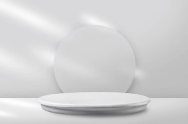 Yuvarlak ahşap standı olan malların sunumu için arka plan.