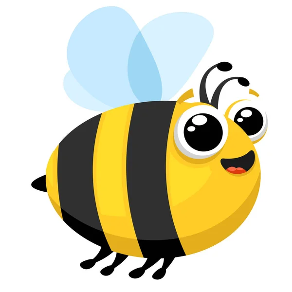 Słodka Pszczoła Lata Uśmiecha Się Białym Tle Postać — Wektor stockowy