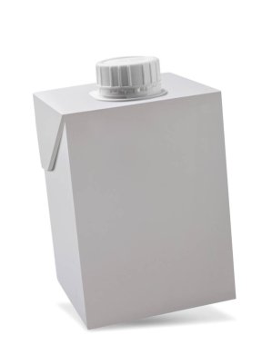 Kağıt şişe 3D ürün sunumu için yakın plan beyaz arka plan. İzole edilmiş