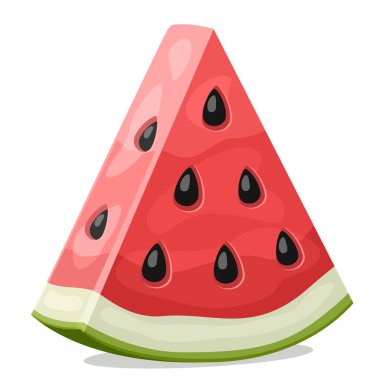 Olgun karpuz üçgeni. Beyaz arka planda yakın plan..