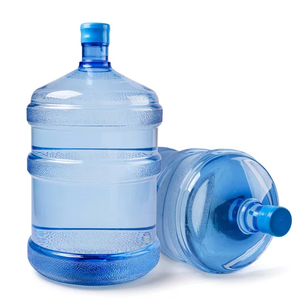 Dwie Butelki Wody Chłodniejsze Zbliżenie Białym Tle Izolacja — Zdjęcie stockowe