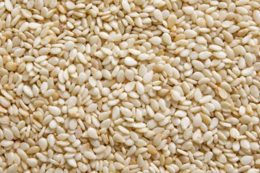 Susam taneleri yakın plan, arka plan. Üst görünüm