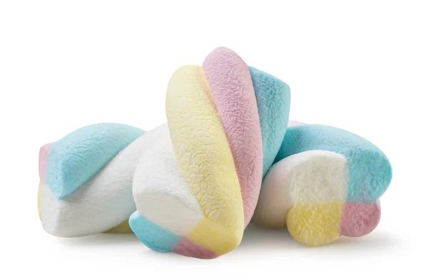 Farbige Marshmallow Nahaufnahme Auf Weißem Hintergrund Isoliert — Stockfoto