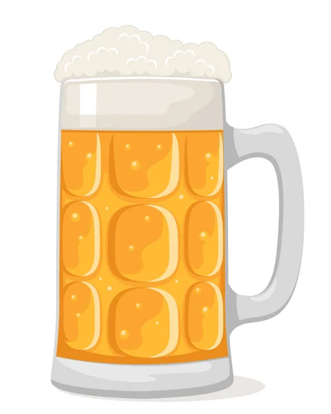 白い背景に泡クローズアップとビールのグラス オクトーバーフェスト — ストックベクタ