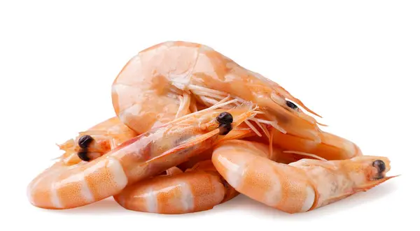 Pile Boiled Shrimp Close White Background Isolated — Stock Photo, Image