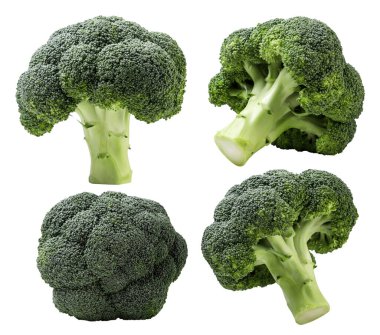 Beyaz arka planda yakın plan brokolili lahana seti. İzole edilmiş