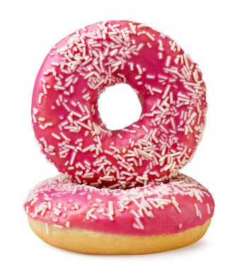 Beyaz arka planda pembe çörekler. İzole edilmiş