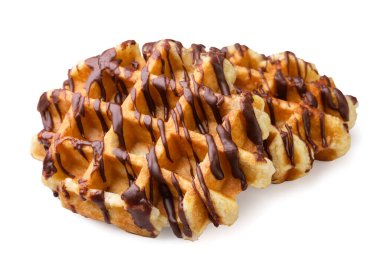 Beyaz arka planda çikolatalı waffle. İzole edilmiş