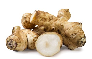 Kudüs enginarı ve beyaz arka planda yakın plan bir parça. İzole edilmiş